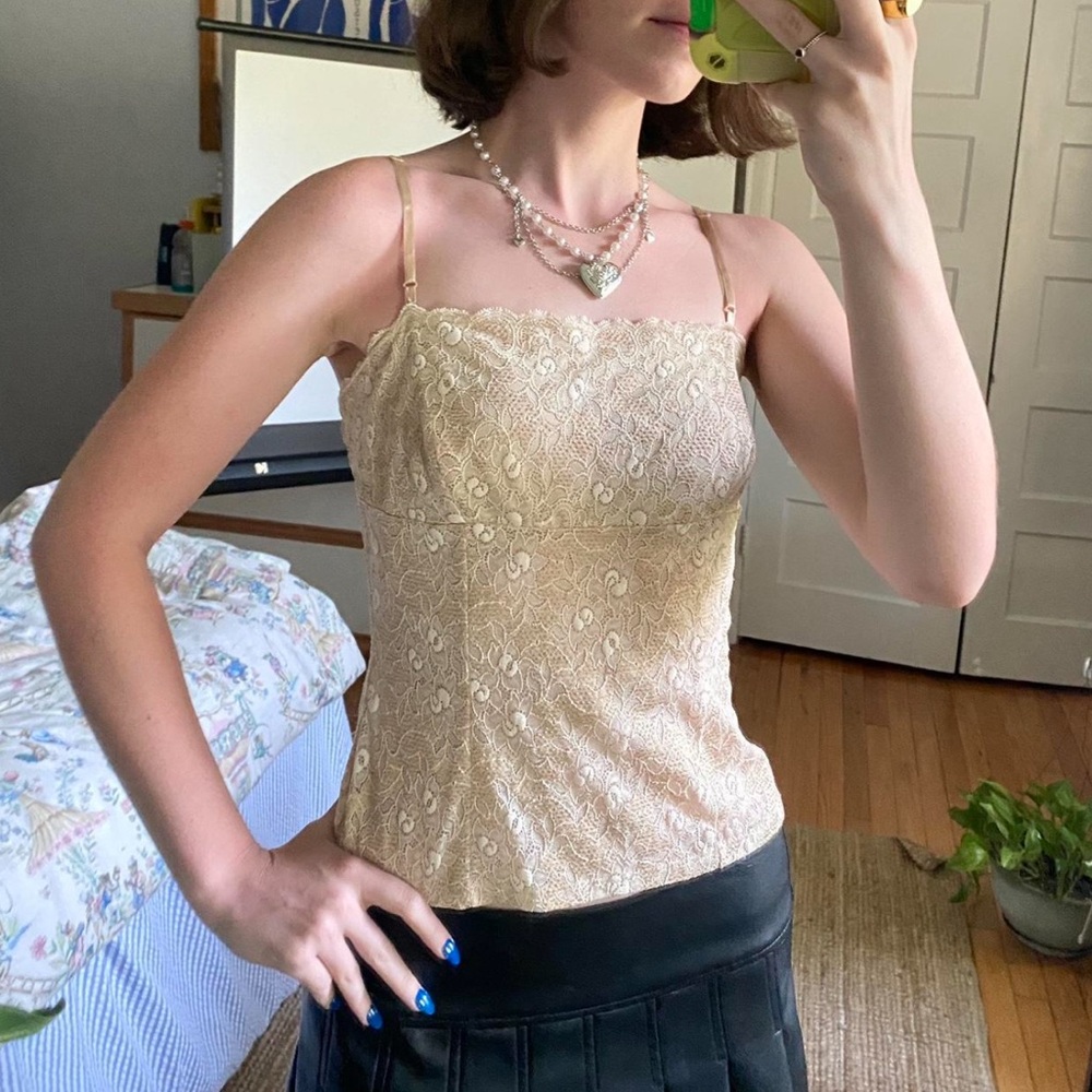 Moda International Cream and Gold Sequin Camisole